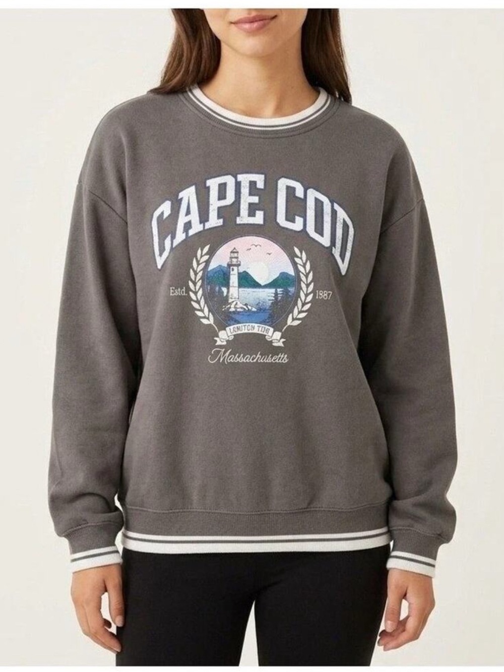 Limited Too Gray Cape Cod Graphic Crewneck Sweatshirt